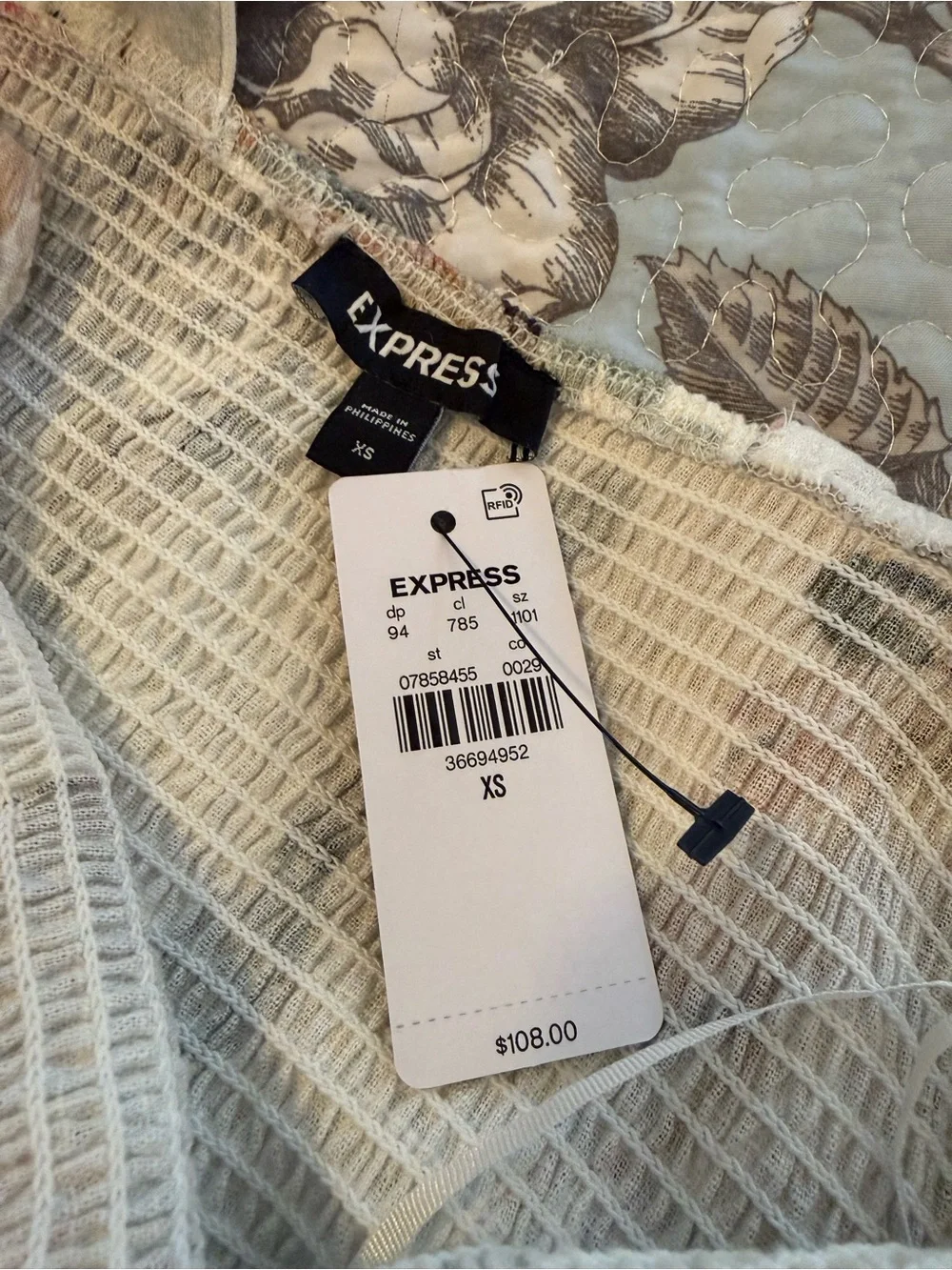 Express Floral Smocked Bodice Maxi Dress - White Floral NWT